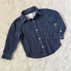Hanna Andersson Blue Herringbone Toddler Button-Up Shacket